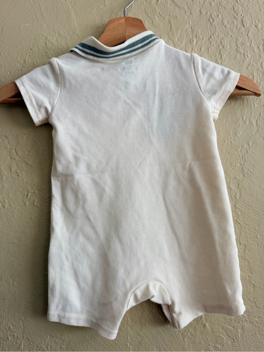 Disney Cream Polo-Style Mickey Mouse Romper with Navy Accents - Picture 2 of 4
